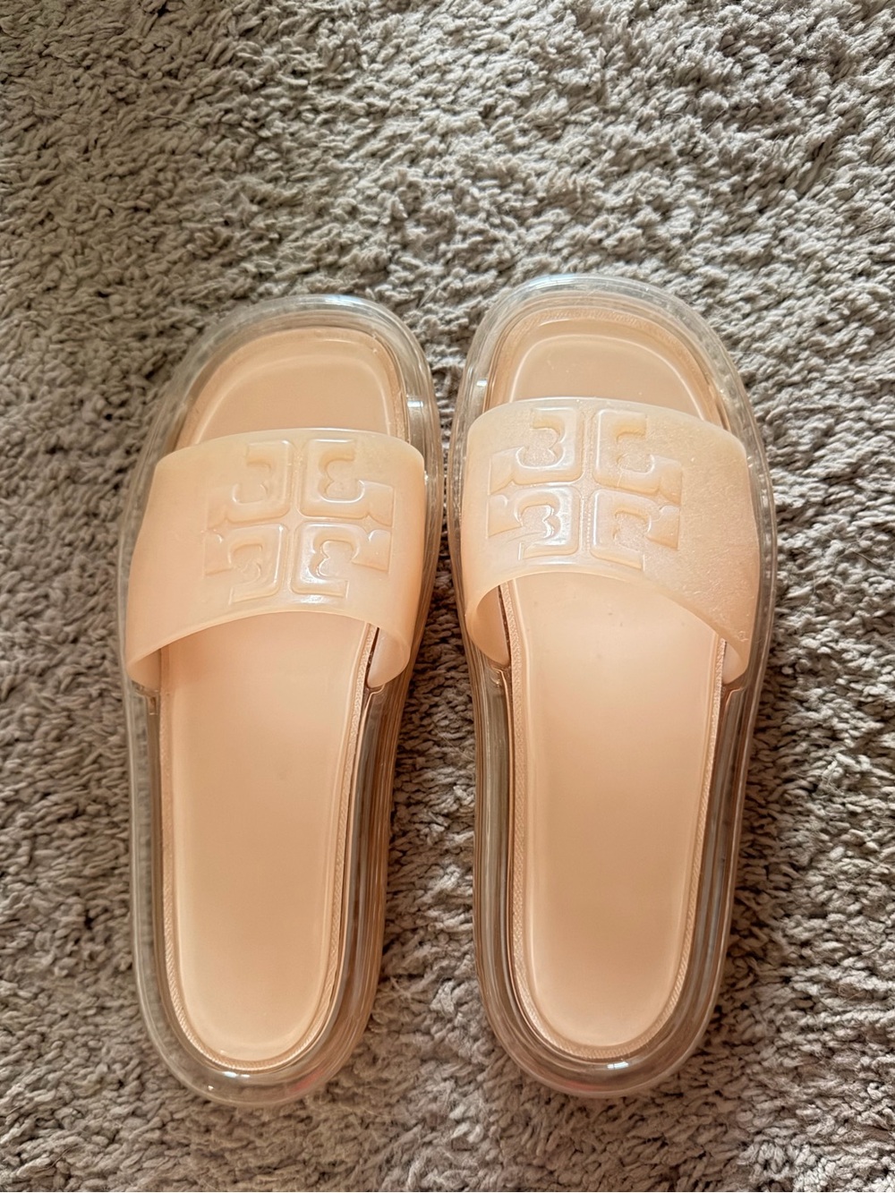 Tory Burch Blush Nude Logo Slide Sandals